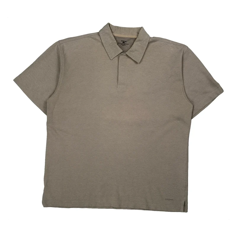 Patagonia Polo Shirt - Large Beige Cotton Blend