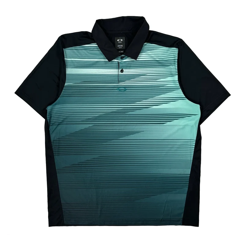 Oakley Striped Polo Shirt - XL Black Polyester