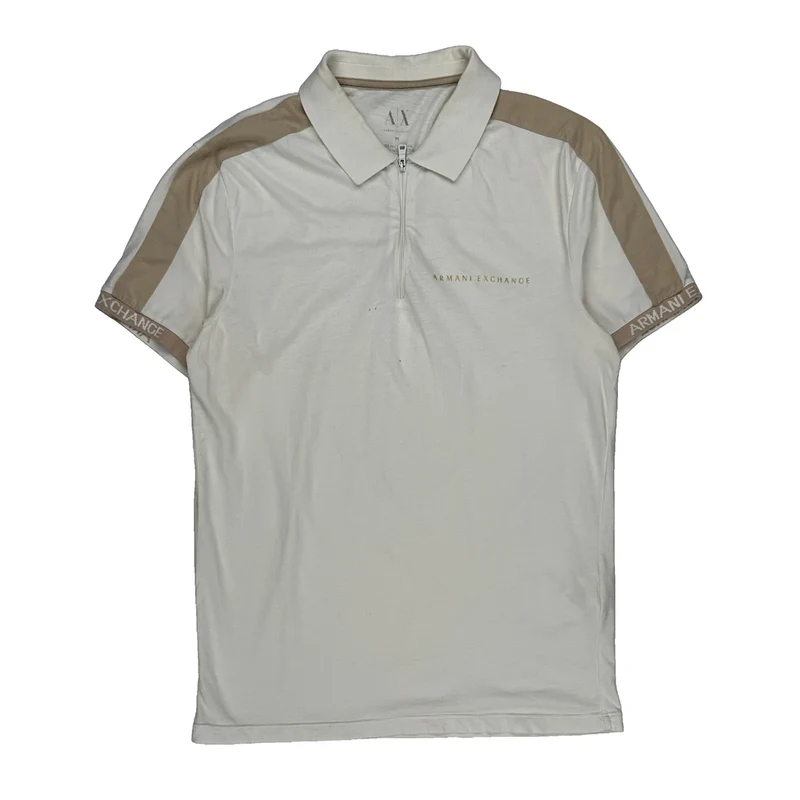 Armani Exchange Polo Shirt - Medium White Cotton
