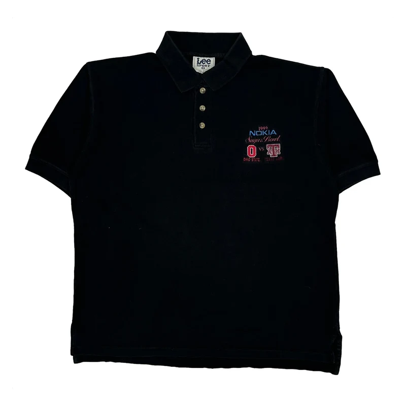 Ohio State Vs Texas Lee Sport Graphic Polo Shirt - Medium Black Cotton