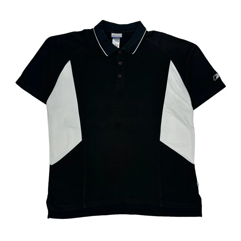 Reebok Polo Shirt - XL Black Cotton Blend