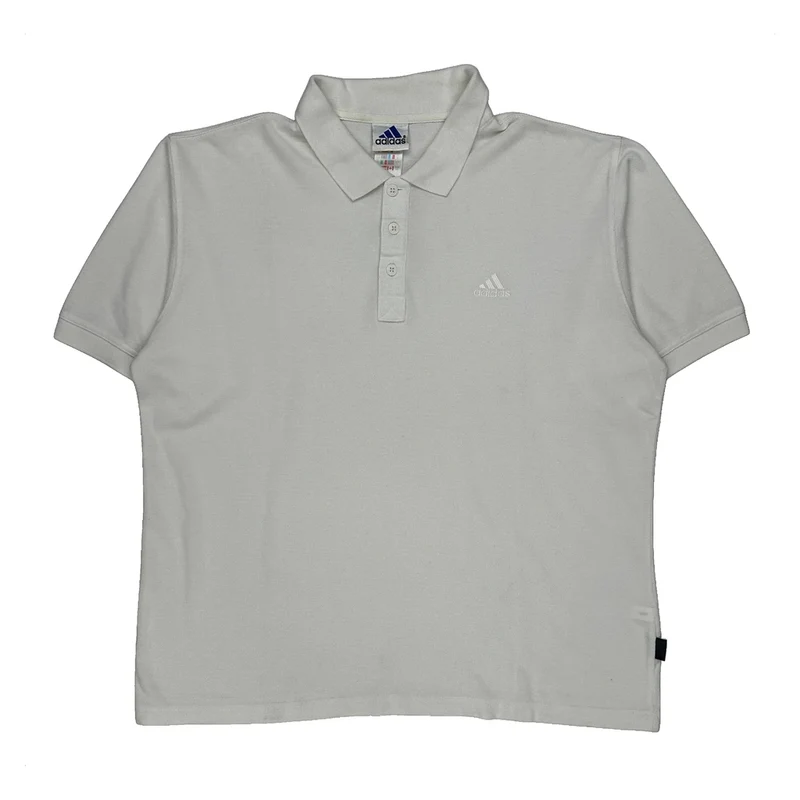 Adidas Polo Shirt - Large White Cotton