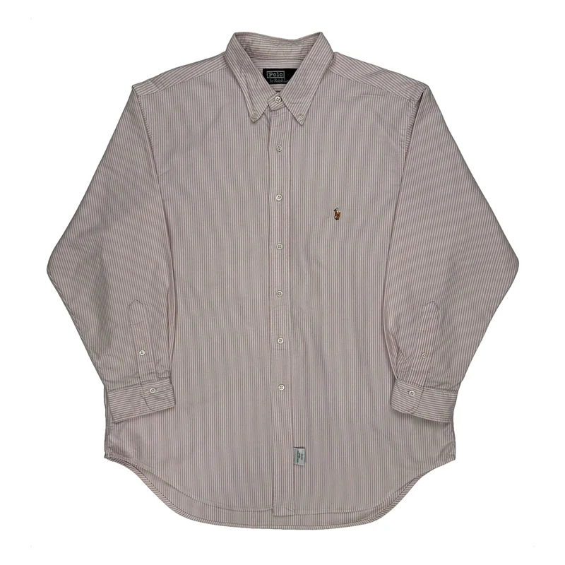 Polo By Ralph Lauren Striped Shirt - XL Pink Cotton