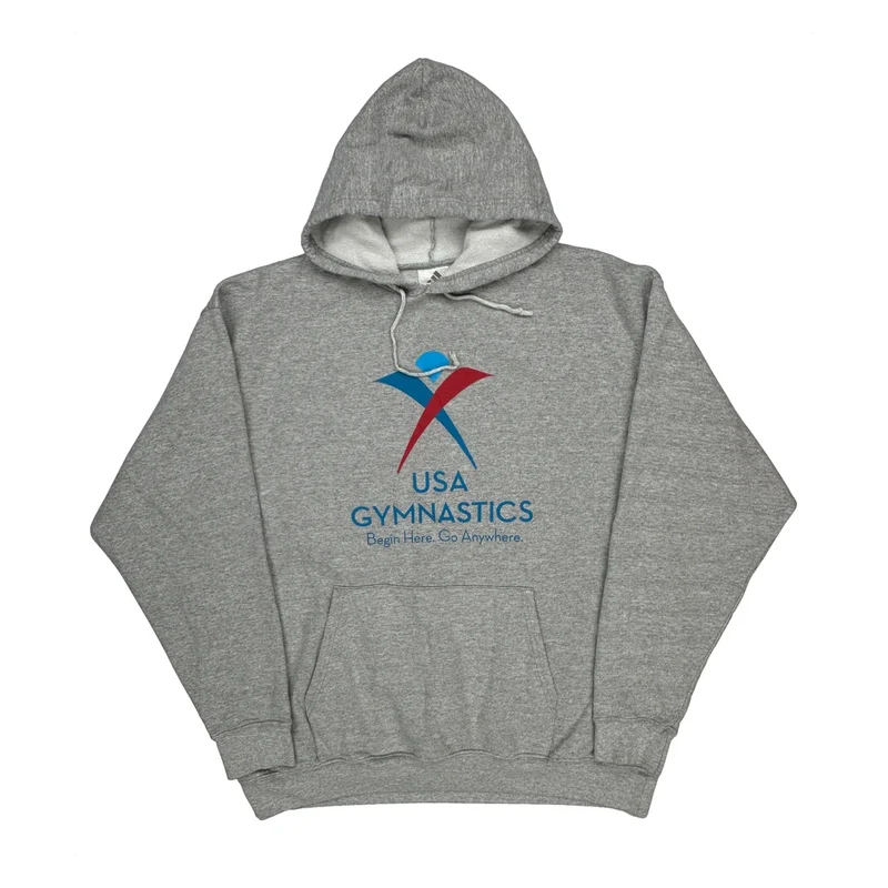 Adidas Hoodie - Large Gray Cotton Blend