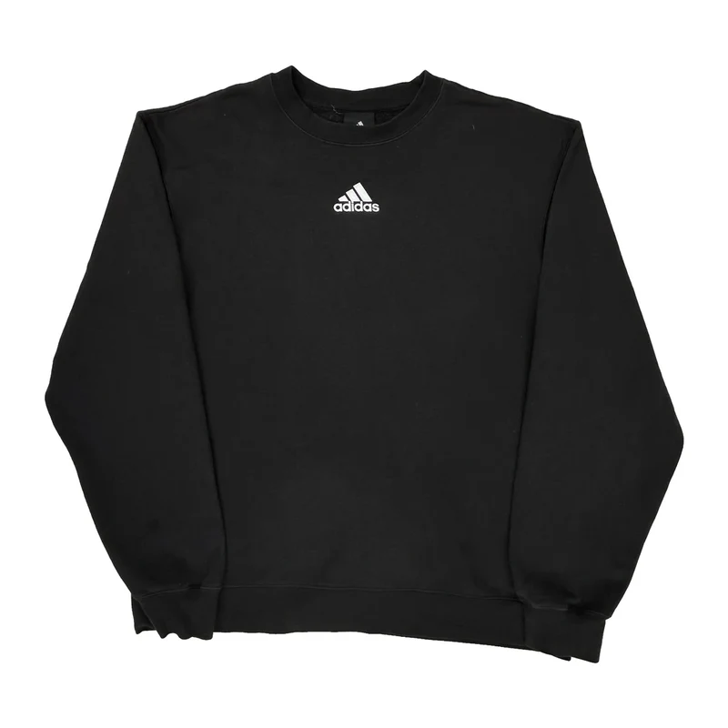 Adidas Sweatshirt - Large Black Cotton Blend