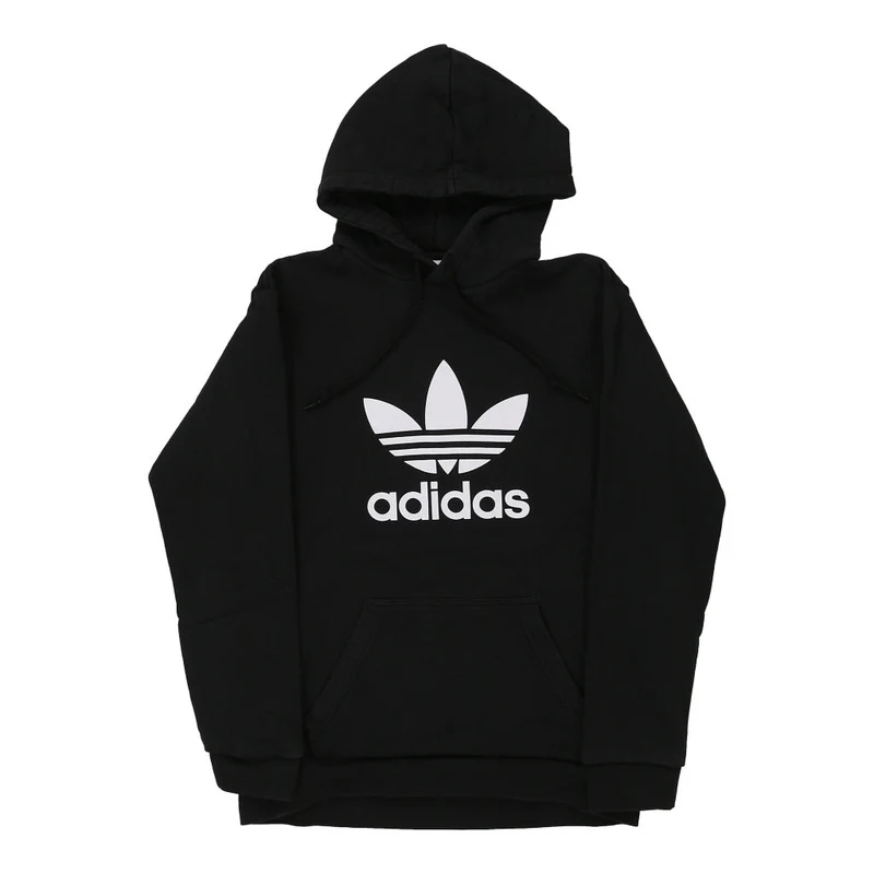 Adidas Graphic Hoodie - Small Black Cotton Blend