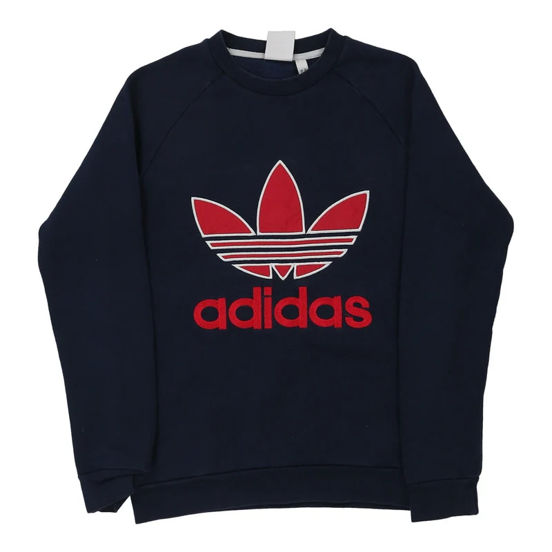 Adidas Spellout Sweatshirt - XS Navy Cotton Blend