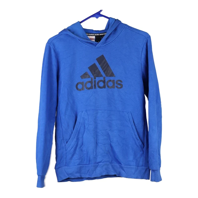 Age 13-14 Adidas Spellout Hoodie - Large Blue Cotton