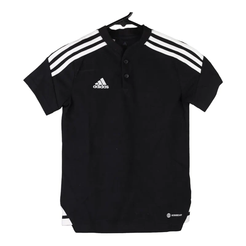 Age 9-10 Adidas Polo Shirt - Medium Black Polyester