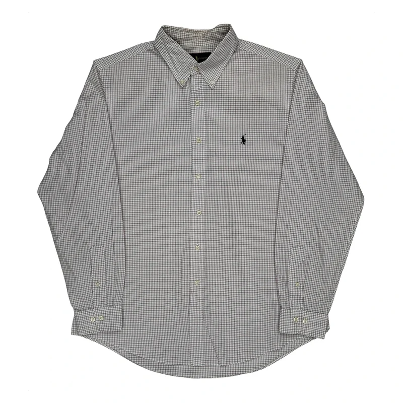 Ralph Lauren Checked Shirt - Large White Cotton