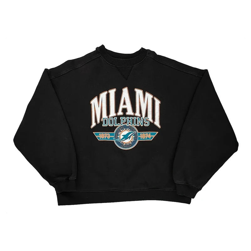 Miami Dolphins Nfl Football Sweatshirt - Medium Black Cotton
