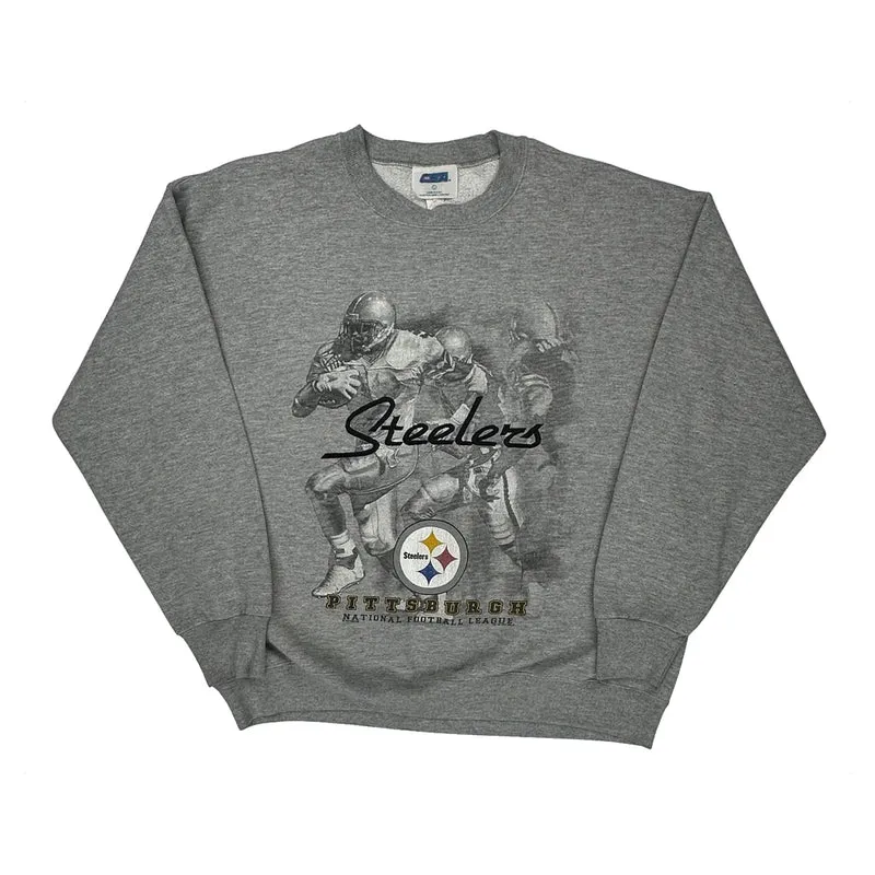 Made In USA Csa Pittsburgh Steelers Sweatshirt - Large Gray Cotton