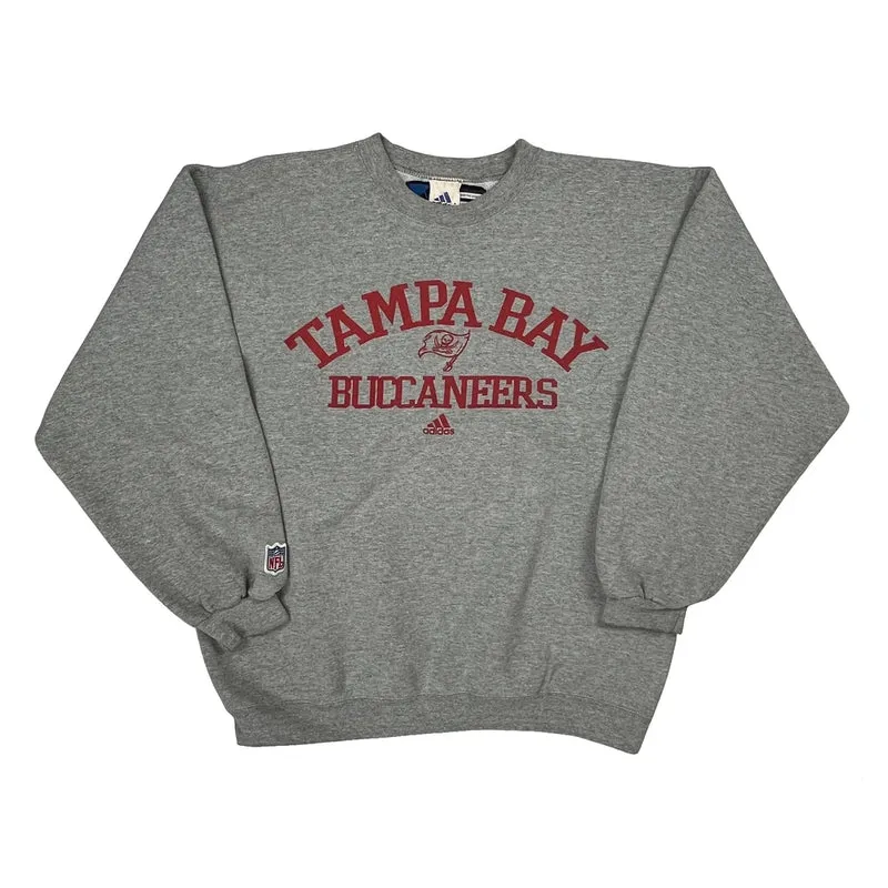 90S Tampa Bay Buccaneers Adidas Nfl Graphic Sweatshirt - Medium Gray Cotton Blend