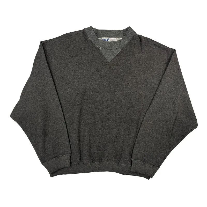 Reebok Sweatshirt - Large Gray Cotton