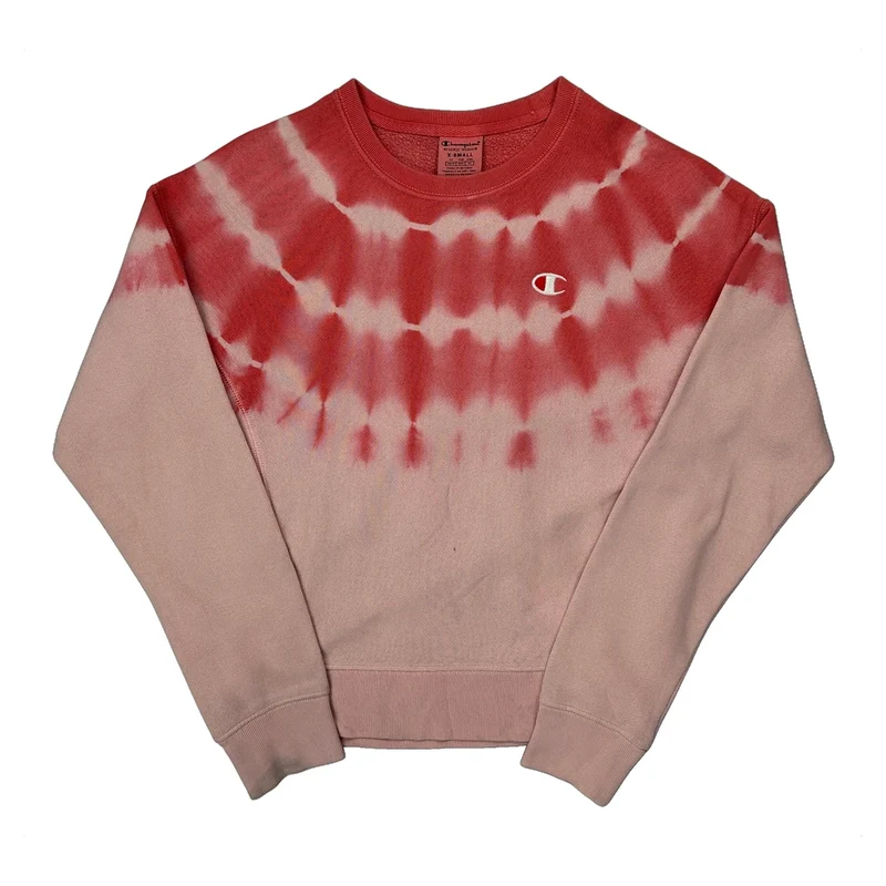 Reverse Weave Champion Tie-Dye Sweatshirt - XS Red Cotton