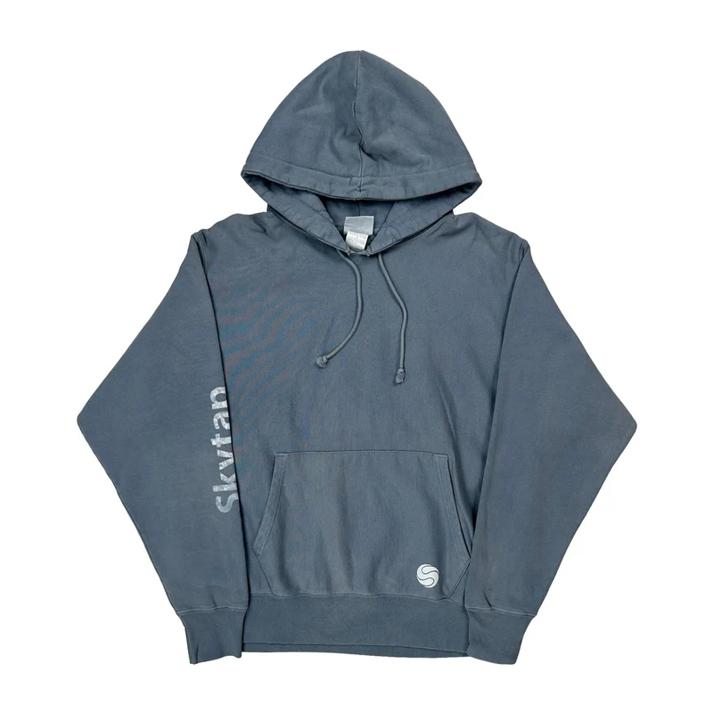Reverse Weave Champion Hoodie - Large Blue Cotton Blend