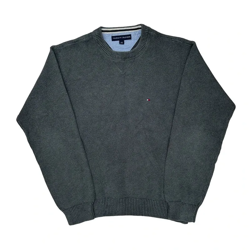 Tommy Hilfiger Chunky Knit Sweater - Large Gray Cotton