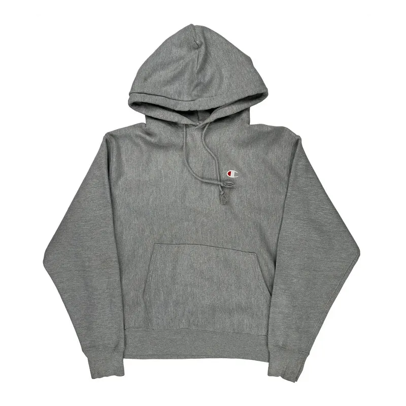 Reverse Weave Champion Hoodie - Large Gray Cotton Blend