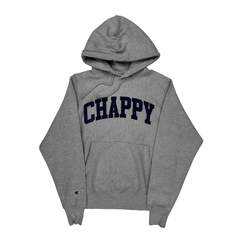 Reverse Weave Champion Chappy Graphic Hoodie - Small Gray Cotton Blend