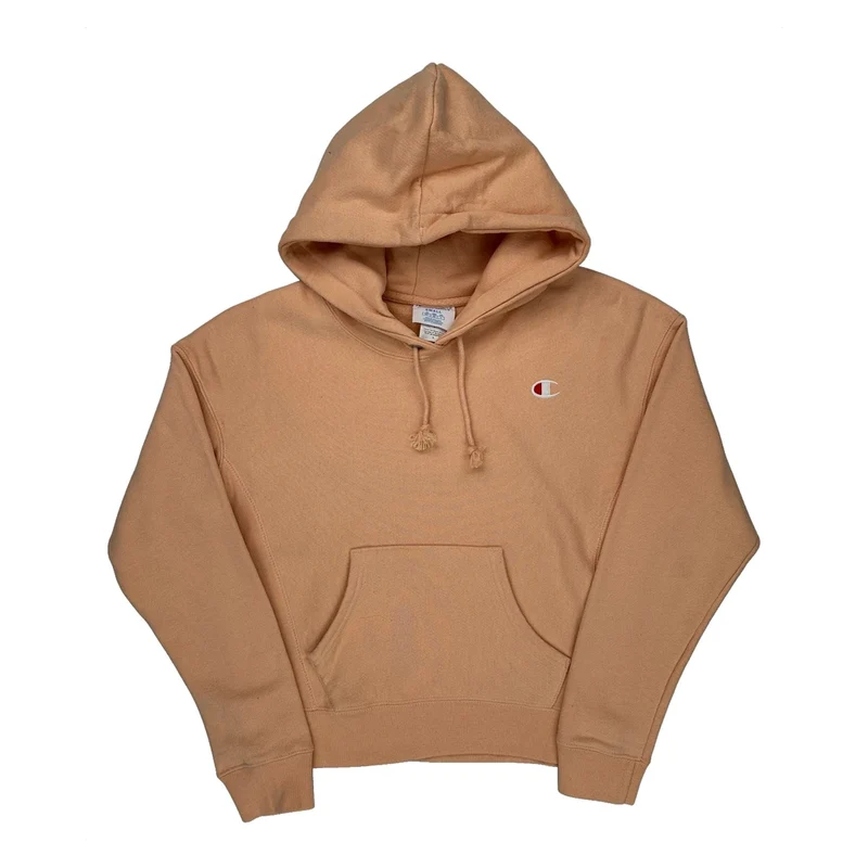 Reverse Weave Champion Hoodie - Small Beige Cotton Blend