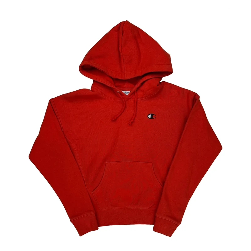 Reverse Weave Champion Spellout Hoodie - Small Red Cotton Blend
