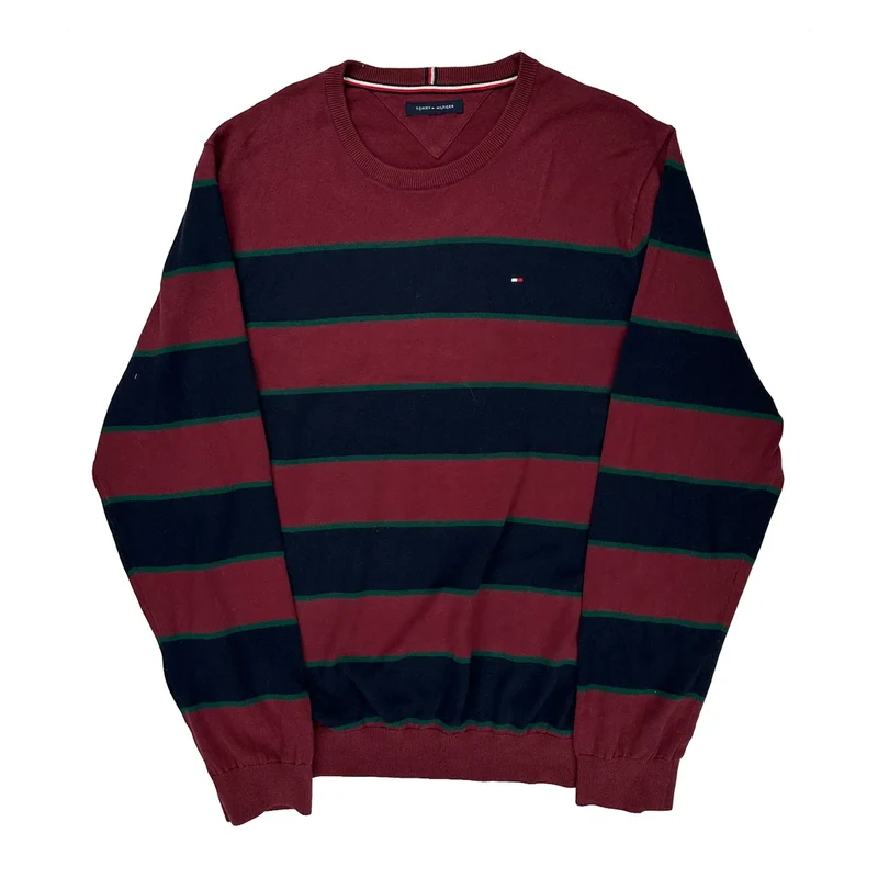 Tommy Hilfiger Sweater - Large Burgundy Cotton