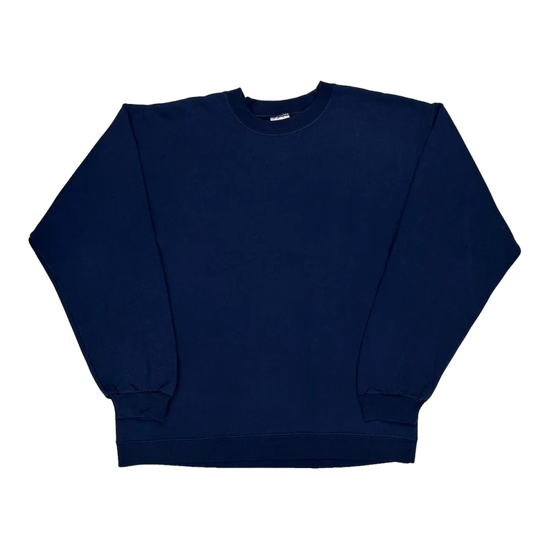 90S Blank Hanes Sweatshirt - Small Navy Cotton