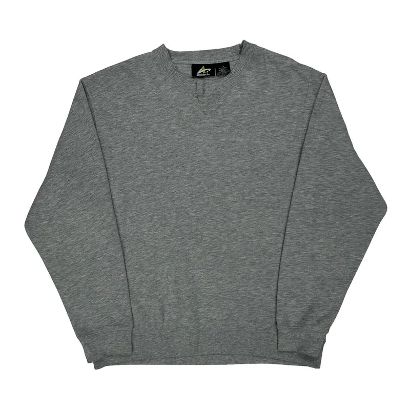 90S Blank Athletech Sweatshirt - Large Grey Cotton Blend