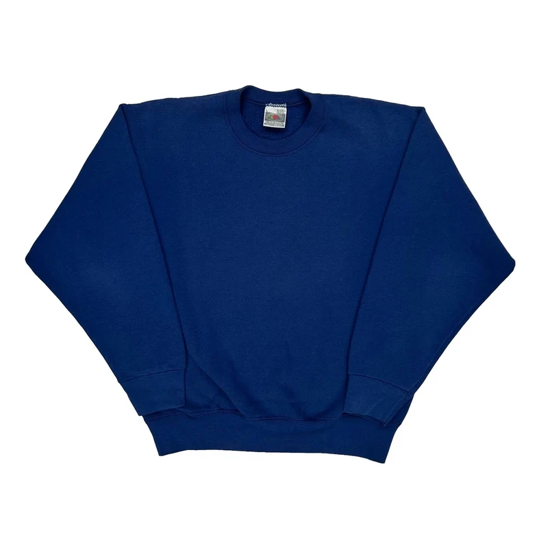 90S Blank Fruit Of The Loom Sweatshirt - Large Blue Cotton Blend