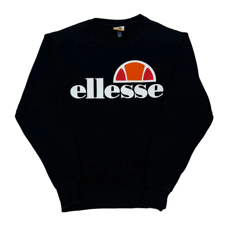 Ellesse Spellout Sweatshirt - Small Black Cotton