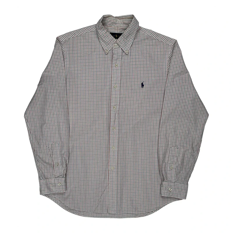 Ralph Lauren Checked Shirt - Large White Cotton