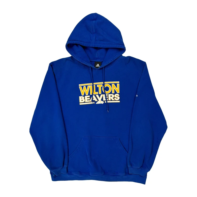 Wilton Beavers Adidas Graphic Hoodie - XL Blue Cotton Blend
