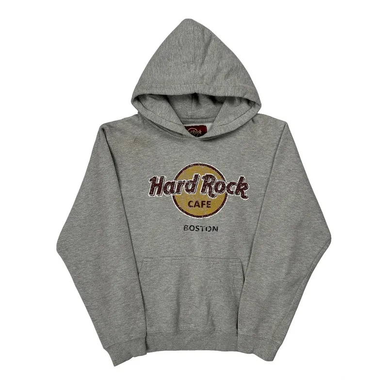 Boston Hard Rock Cafe Graphic Hoodie - Medium Grey Cotton Blend