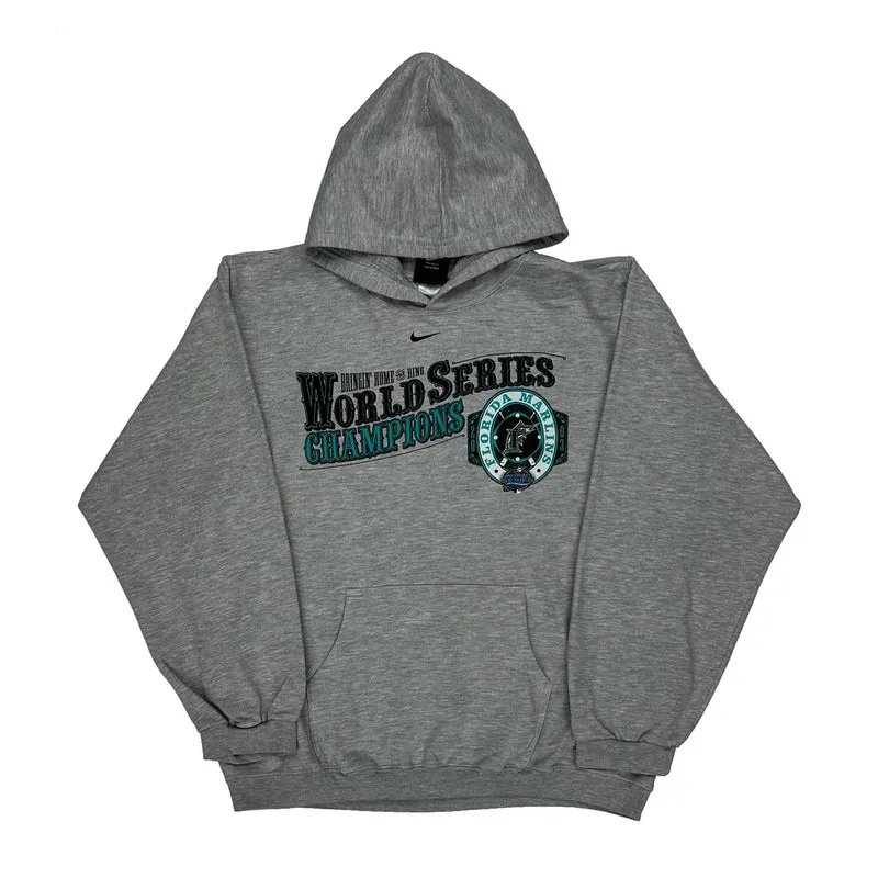 Florida Marlins Nike Graphic Hoodie - XL Grey Cotton Blend