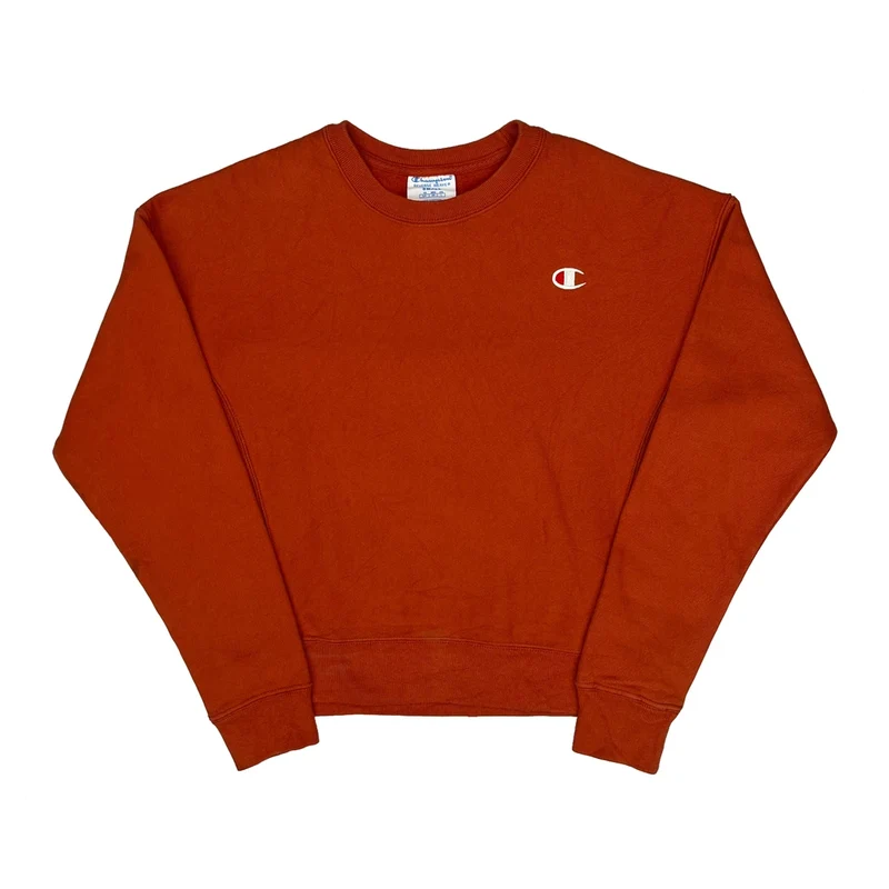 Reverse Weave Champion Sweatshirt - Small Orange Cotton Blend