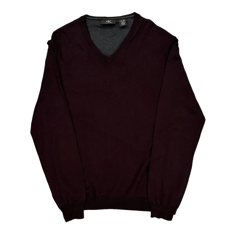 Calvin Klein Sweater - XL Burgundy Merino Wool
