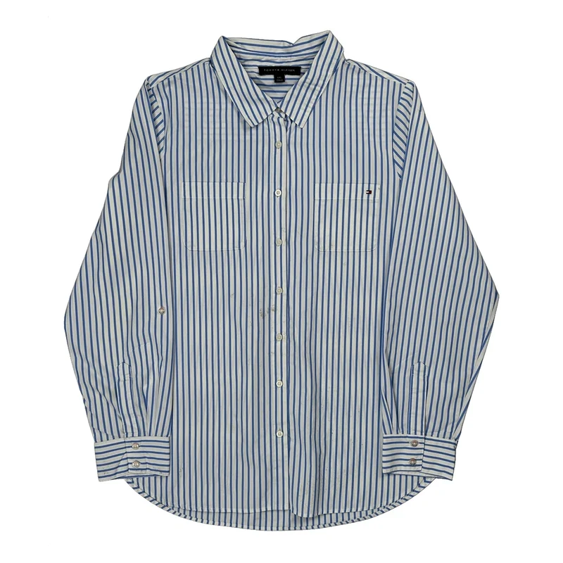 Tommy Hilfiger Striped Shirt - Large Blue Cotton