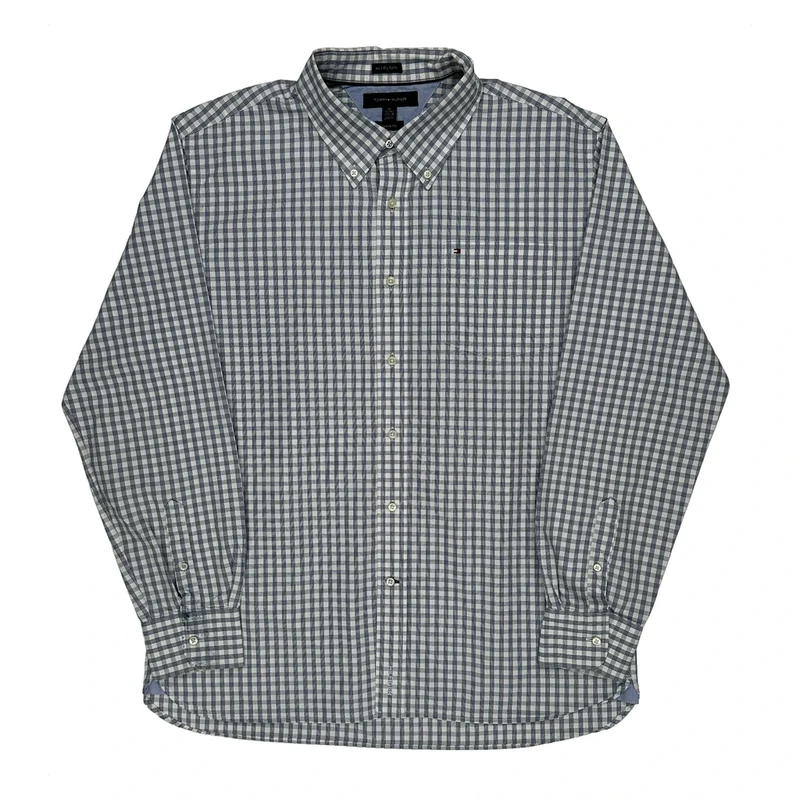 Custom Fit Tommy Hilfiger Checked Shirt - XL Blue Cotton