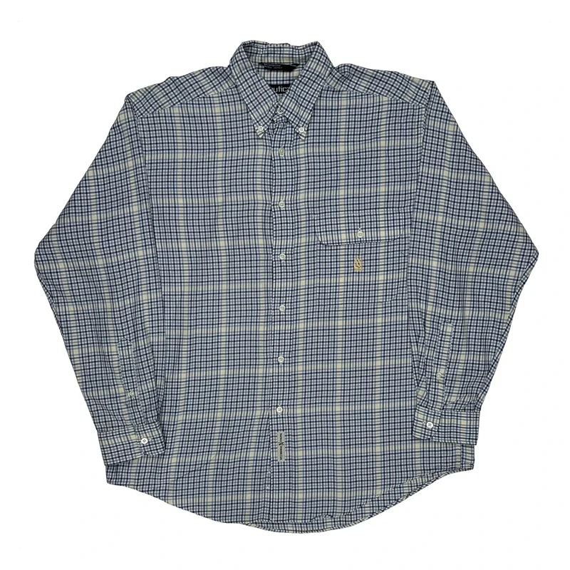 Nautica Checked Shirt - Large Blue Cotton