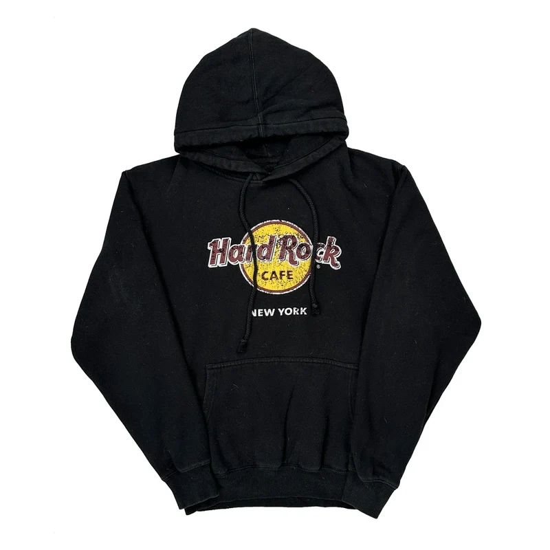 Hard Rock Cafe Graphic Hoodie - Medium Black Cotton Blend