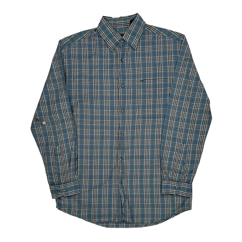 Nautica Checked Shirt - Small Blue Cotton