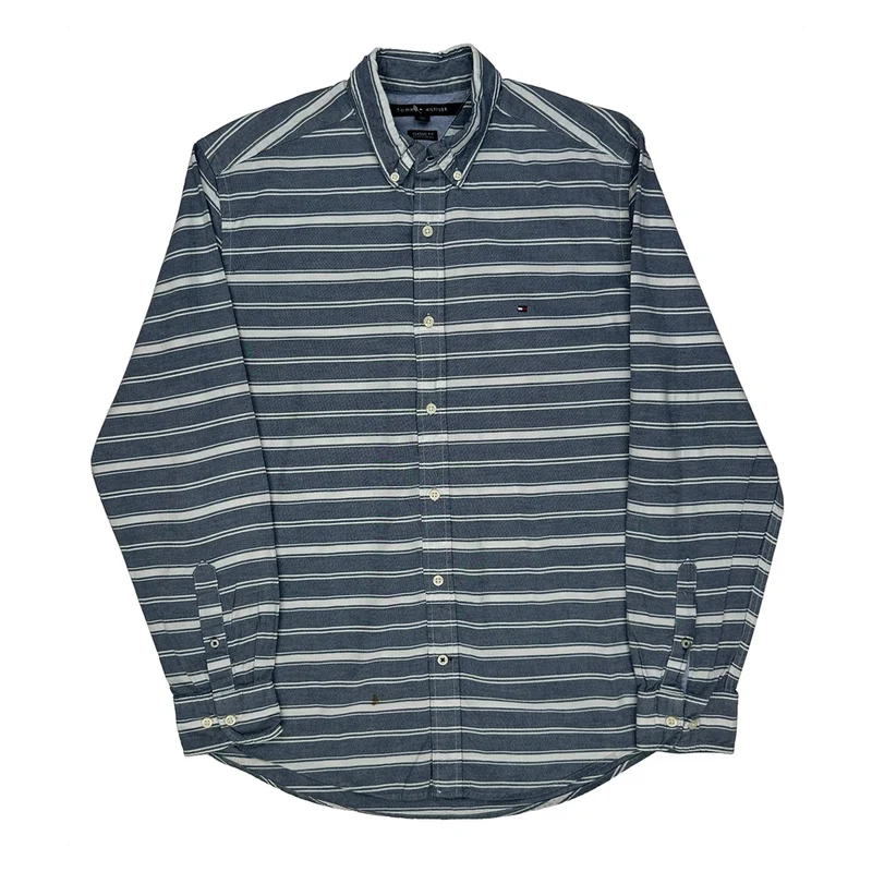 Tommy Hilfiger Striped Shirt - Large Blue Cotton