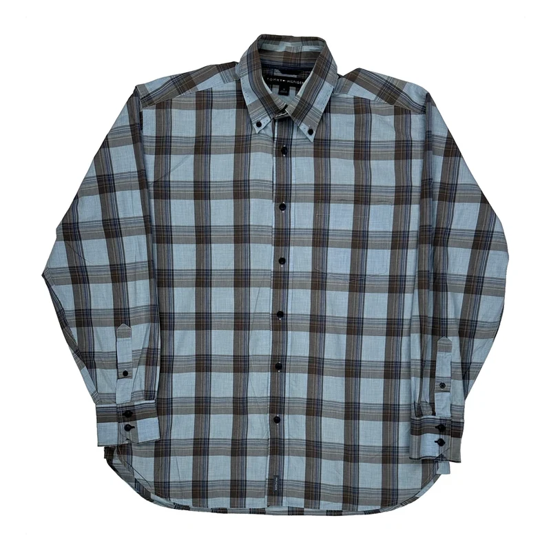 Tommy Hilfiger Checked Shirt - Medium Blue Cotton
