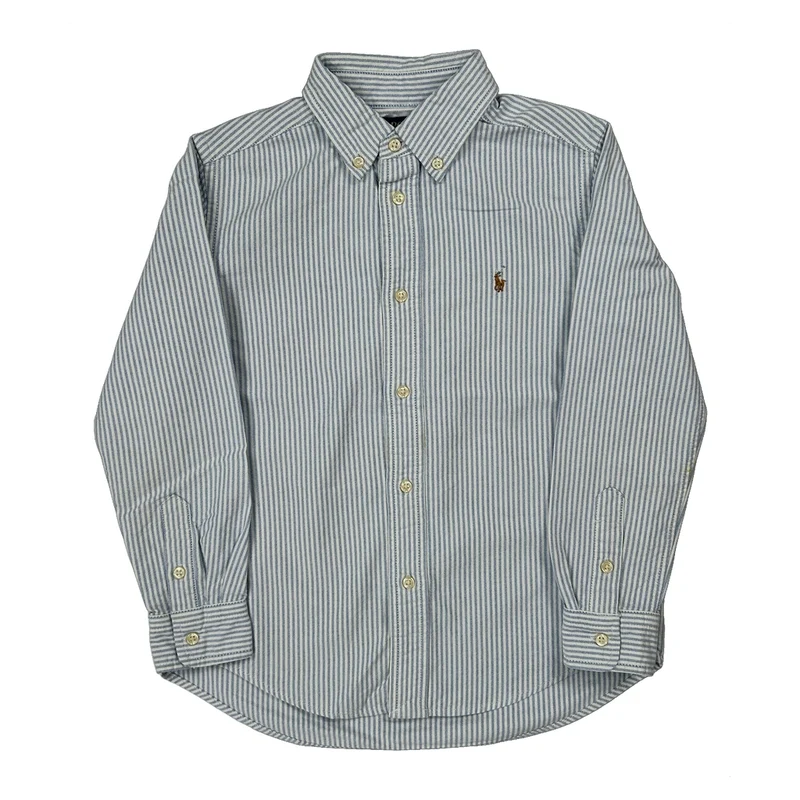 Age 7 Polo By Ralph Lauren Striped Shirt - Small Blue Cotton