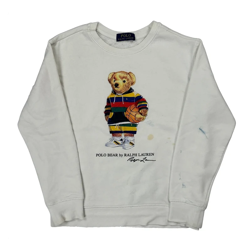 Age 10-12 Polo By Ralph Lauren Graphic Sweatshirt - Large White Cotton