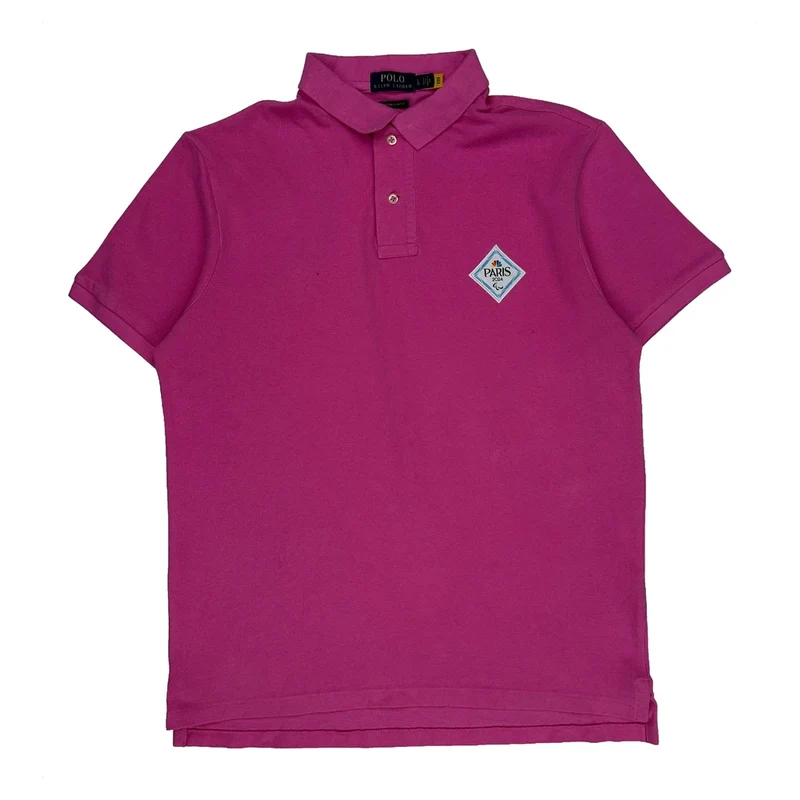 Polo By Ralph Lauren Slim Fit Polo Shirt - Large Pink Cotton