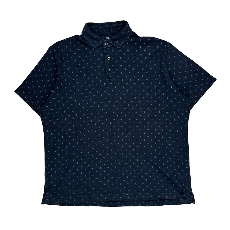 Polo By Ralph Lauren Polka Dot Polo Shirt - Large Navy Cotton