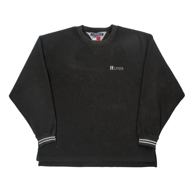 90S Tommy Hilfiger Sweatshirt Fleece - XL Black Polyester