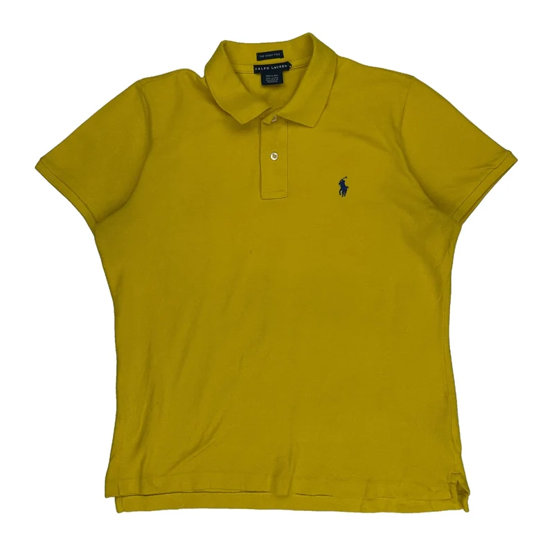 Ralph Lauren Slim Fit Polo Shirt - Small Yellow Cotton