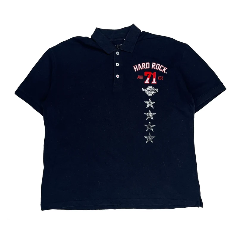 Playa Del Carmen Hard Rock Cafe Polo Shirt - 2XL Black Cotton